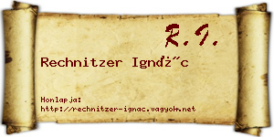 Rechnitzer Ignác névjegykártya